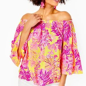Lilly Pulitzer Nevie Floral Off-Shoulder Top - Size XS - NWT
